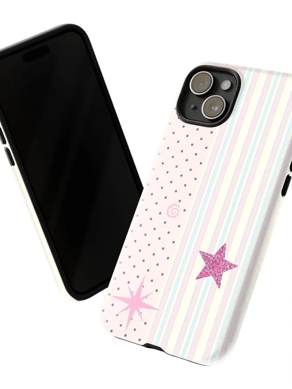Whimsy Pink Star Pattern Phone Case - Cute Glitter Design